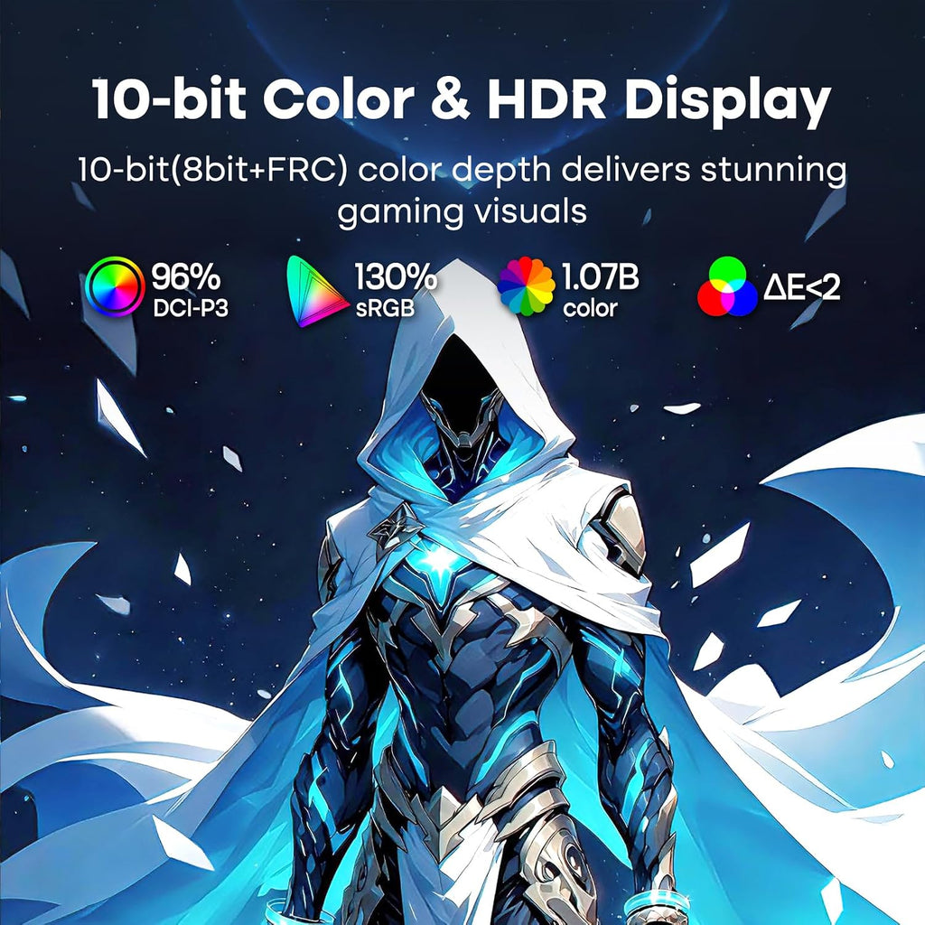 Amzfast 24 Inch Gaming Monitor 180Hz QHD (2560 ×1440) Fast IPS Monitor, 1ms G-SYNC Compatible, Built-in Speakers, 96% DCI-P3, HDR10, Height Adjustable, HDMI 2.0 x 2 & DP 1.4 x 2, AMZG24F6Q