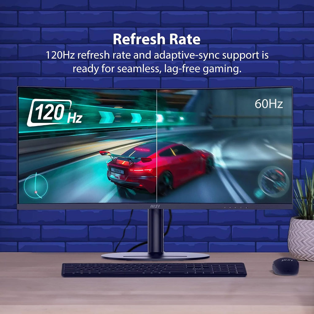 msi Modern MD342CQP 34 in VA 3440 x 1440(UWQHD) Computer Monitor, 120Hz, 1800 Curved, Adaptive-Sync, HDMI, DP, USBC 98W Power Delivery, KVM, Height Adjustable, VESA, Speaker, 1ms, Black