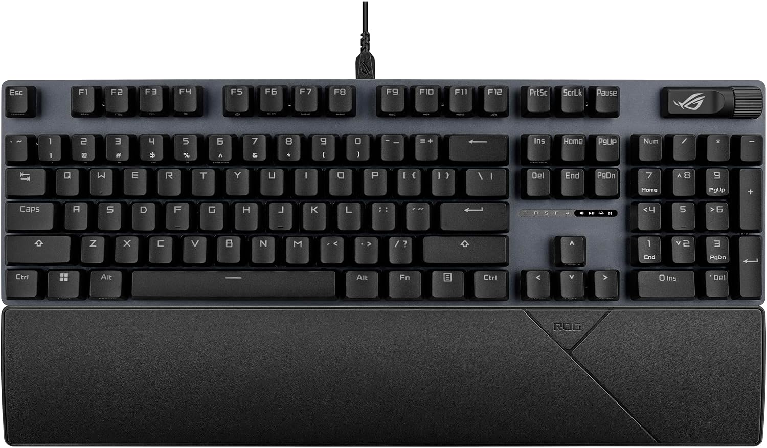 ASUS ROG Strix Scope II Gaming Keyboard, pre-lubed ROG NX Snow Linear Mechanical switches, Sound-dampening Foam, PBT doubleshot keycaps, Streaming hotkeys, Multi-Function Controls, Wrist Rest