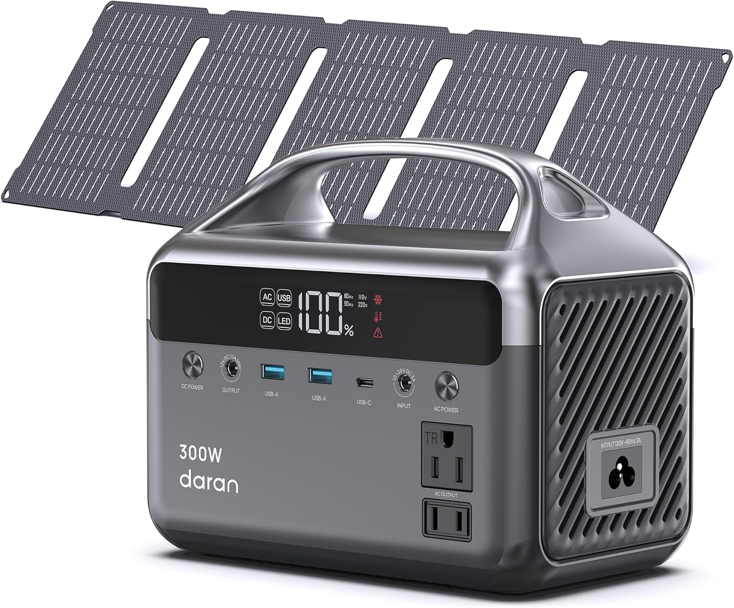 DARAN 192Wh Solar Generator with Solar Panel Included Portable Power Station 300W LFP Battery & AC Outlets 110V/ 600W Surge, Power Bank Fast Charging for Camping/Home/Power Outage/Hurricane Emergency
