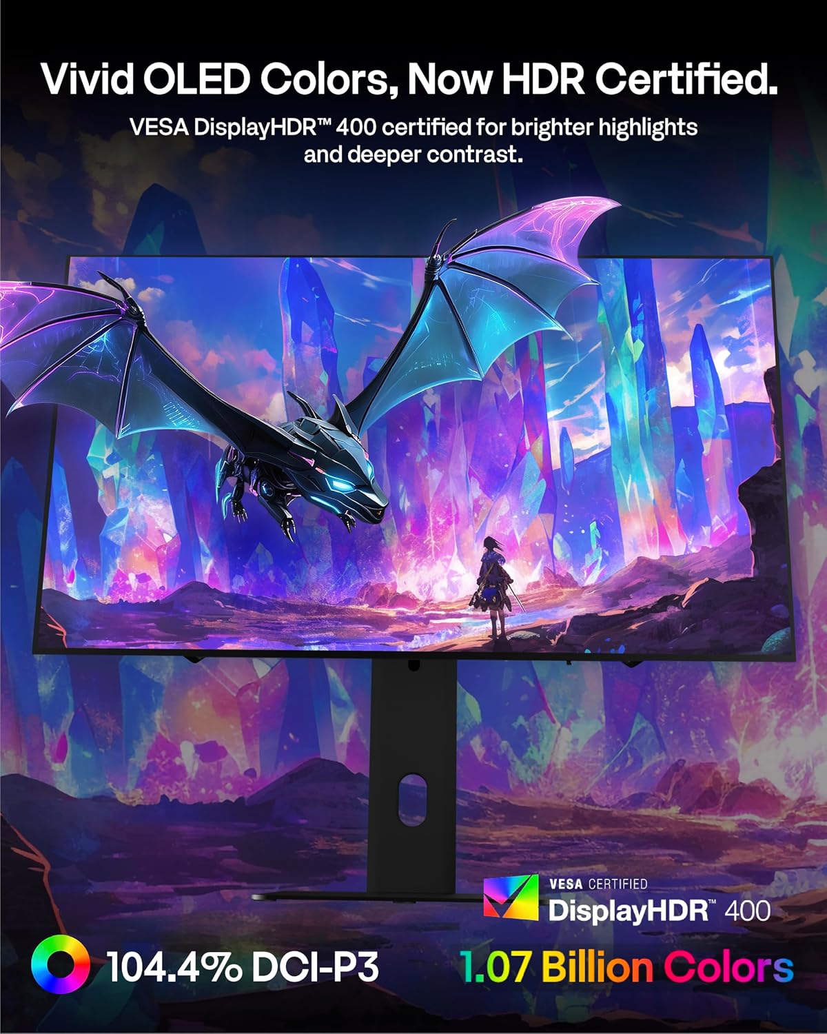 Pixio 27' WOLED Gaming Monitor, QHD 1440p, 240Hz, 0.03ms, DisplayHDR True Black 400, Adaptive Sync, KVM Switch, Fully Adjustable Stand, HDMI 2.1, DisplayPort, USB-C, RGB Light, PX277 OLED Max V2