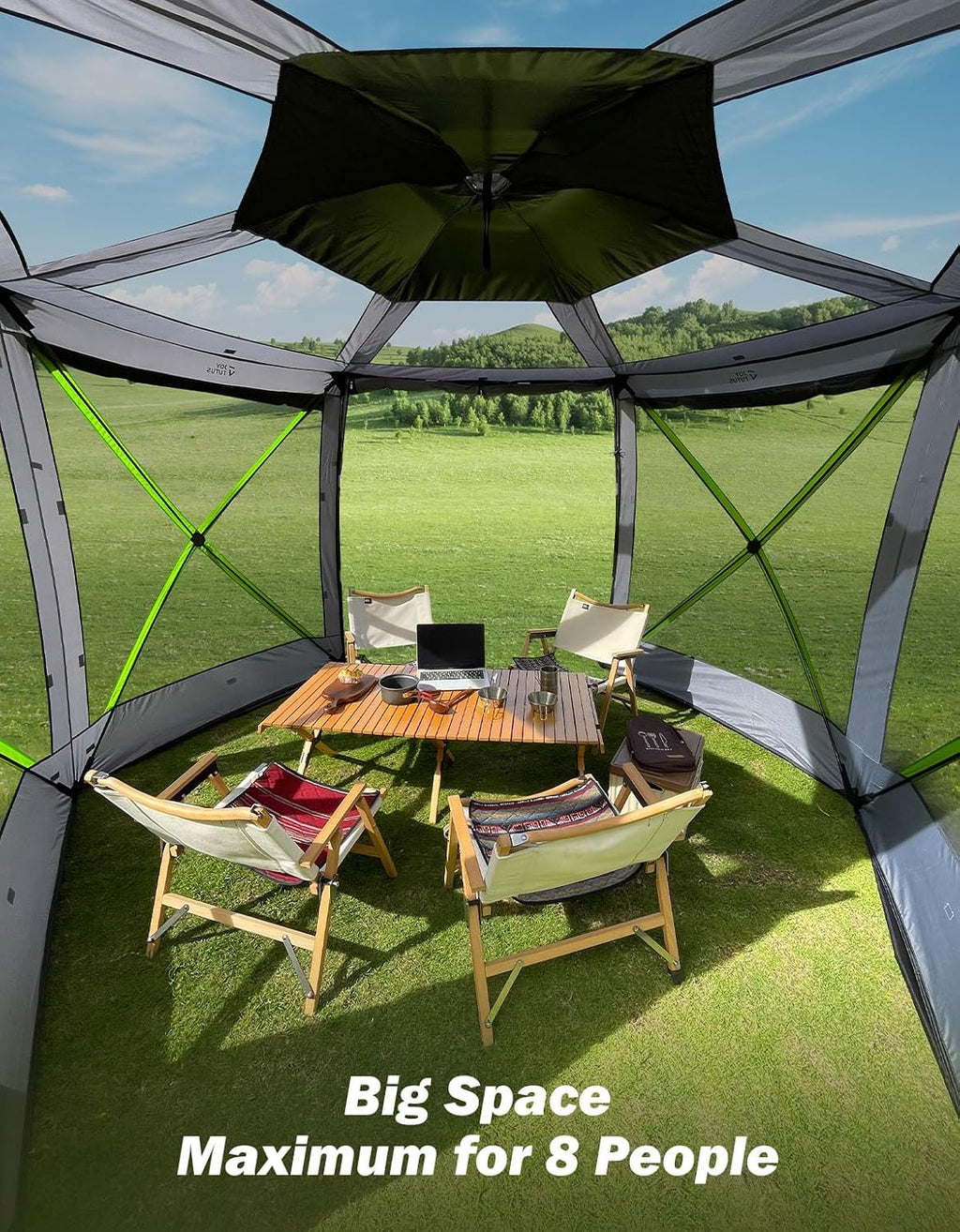 JOYTUTUS Dual-Use Pop up SUV Tent for Camping, 11x11 FT for Family, SUV Tailgate Tent for Vehicle Camping, Outdoor Gazebo, Canopy Shelter Portable Carry Bag, Grey Green