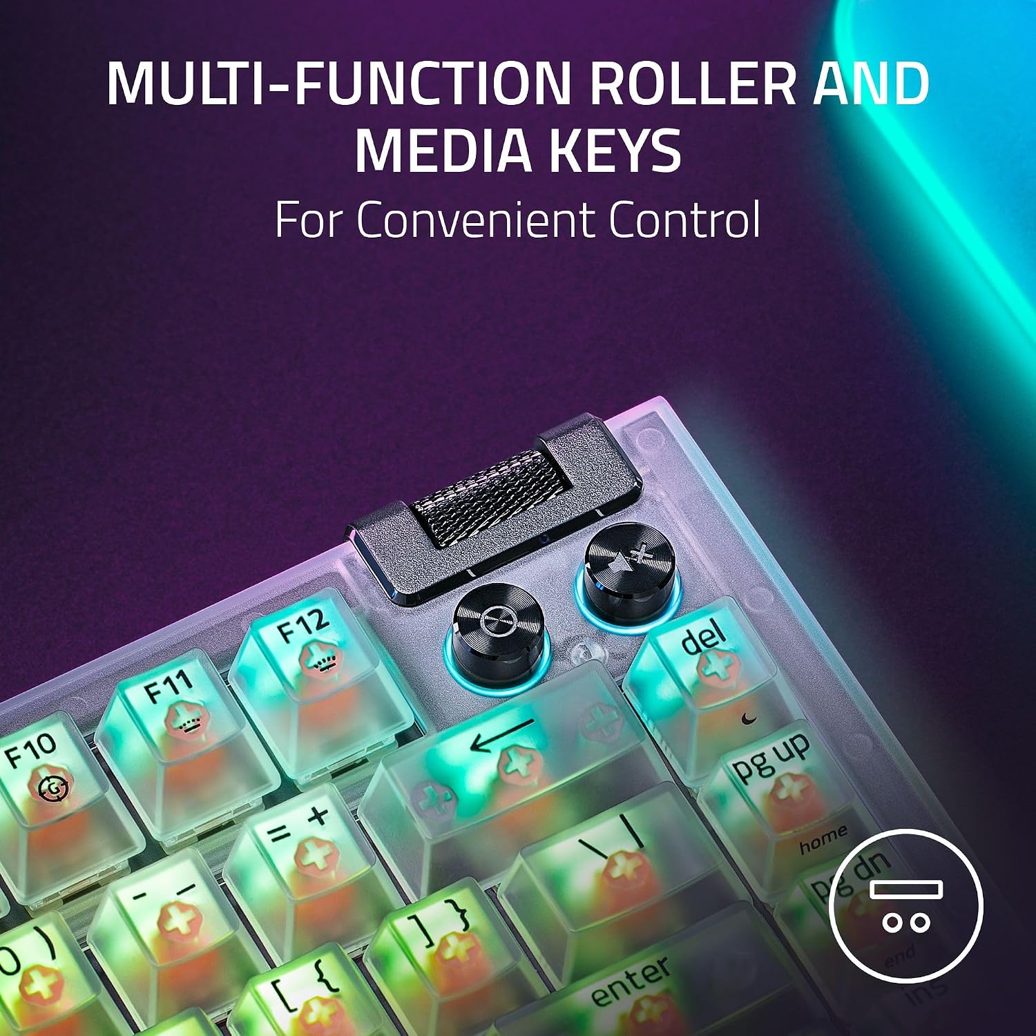 Razer BlackWidow V4 75% Mechanical Gaming Keyboard: Hot-Swappable Design - Compact & Durable - Orange Tactile Switches - Chroma RGB - MF Roller & Media Keys - Comfortable Wrist Rest - Phantom White