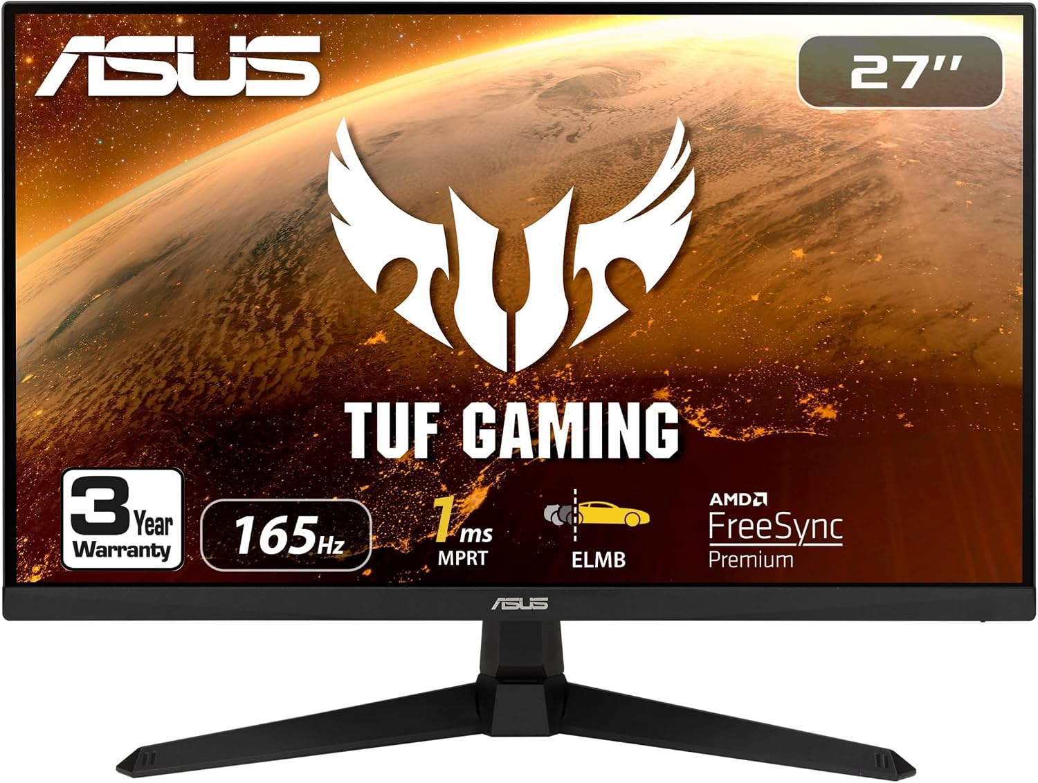 ASUS TUF Gaming 27' 1080P Gaming Monitor (VG277Q1A) - Full HD, 165Hz (Supports 144Hz)(Renewed)
