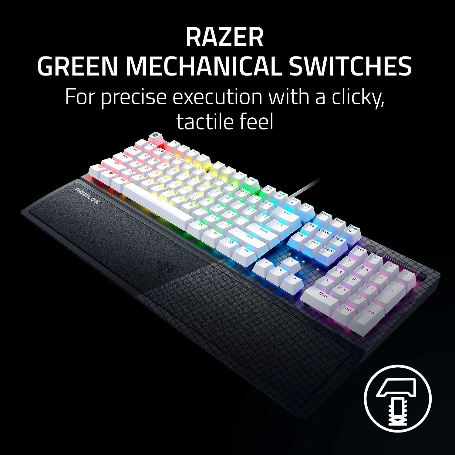 Razer BlackWidow V3 Mechanical Gaming Keyboard: Green Mechanical Switches - Tactile & Clicky - Chroma RGB Lighting - UV-Coated ABS Keycaps - Programmable Macros - Roblox Edition