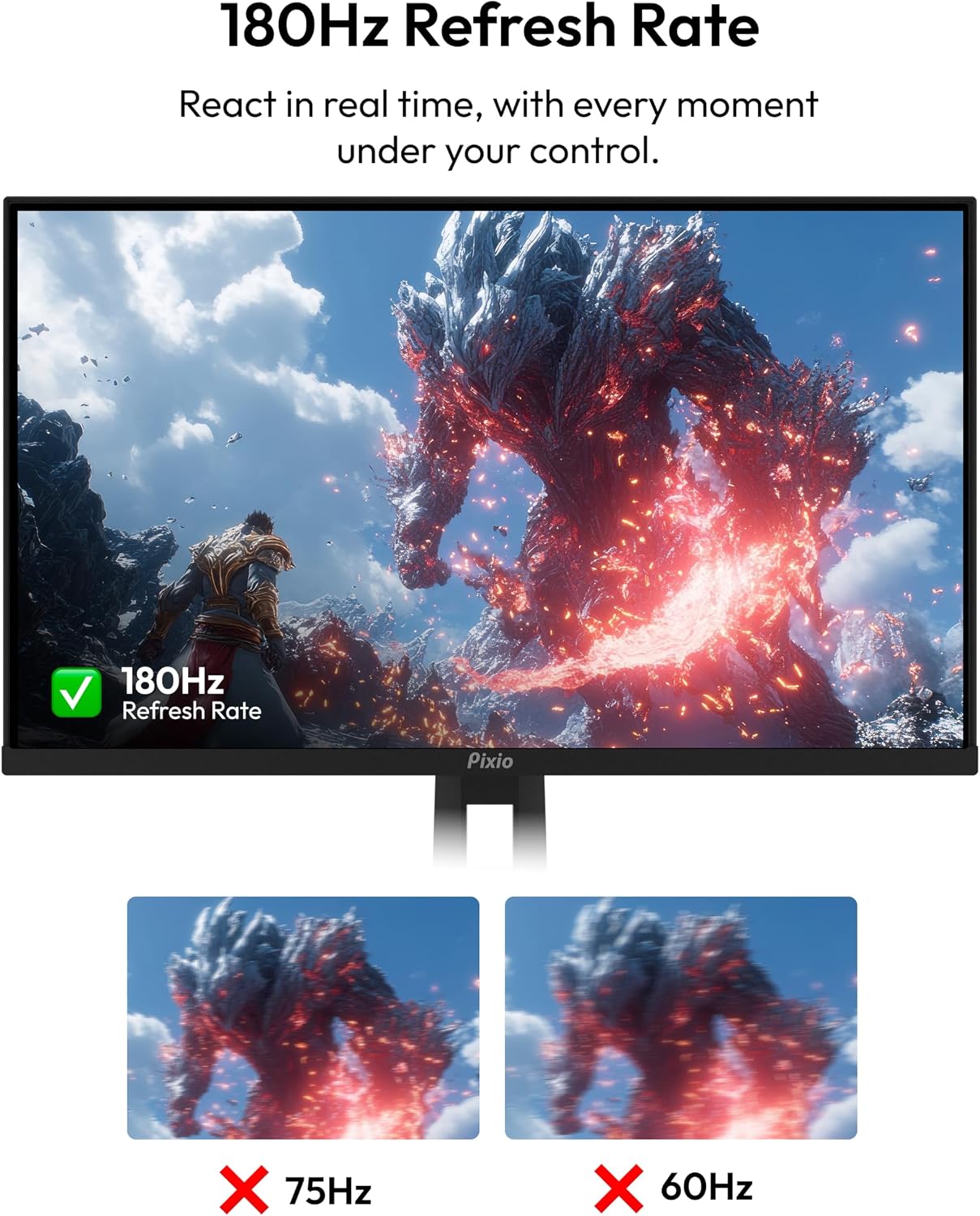 Pixio PX24Q PRO 24 inch 180Hz Refresh Rate QHD 1440p Resolution Fast IPS Panel 1ms GTG Response Time Gaming Monitor