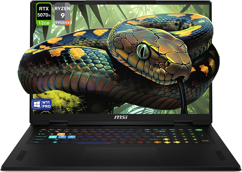 MSI Vector A18 HX Gaming Laptop, AMD Ryzen 9-9955HX, 32 GB DDR5 RAM, 2 TB PCIe SSD, 18' QHD+ (2560x1600) 240Hz Display, Nvidia G-Force RTX 5070Ti, 24 Zone RGB Keyboard, W11 Pro, Cosmo Gray