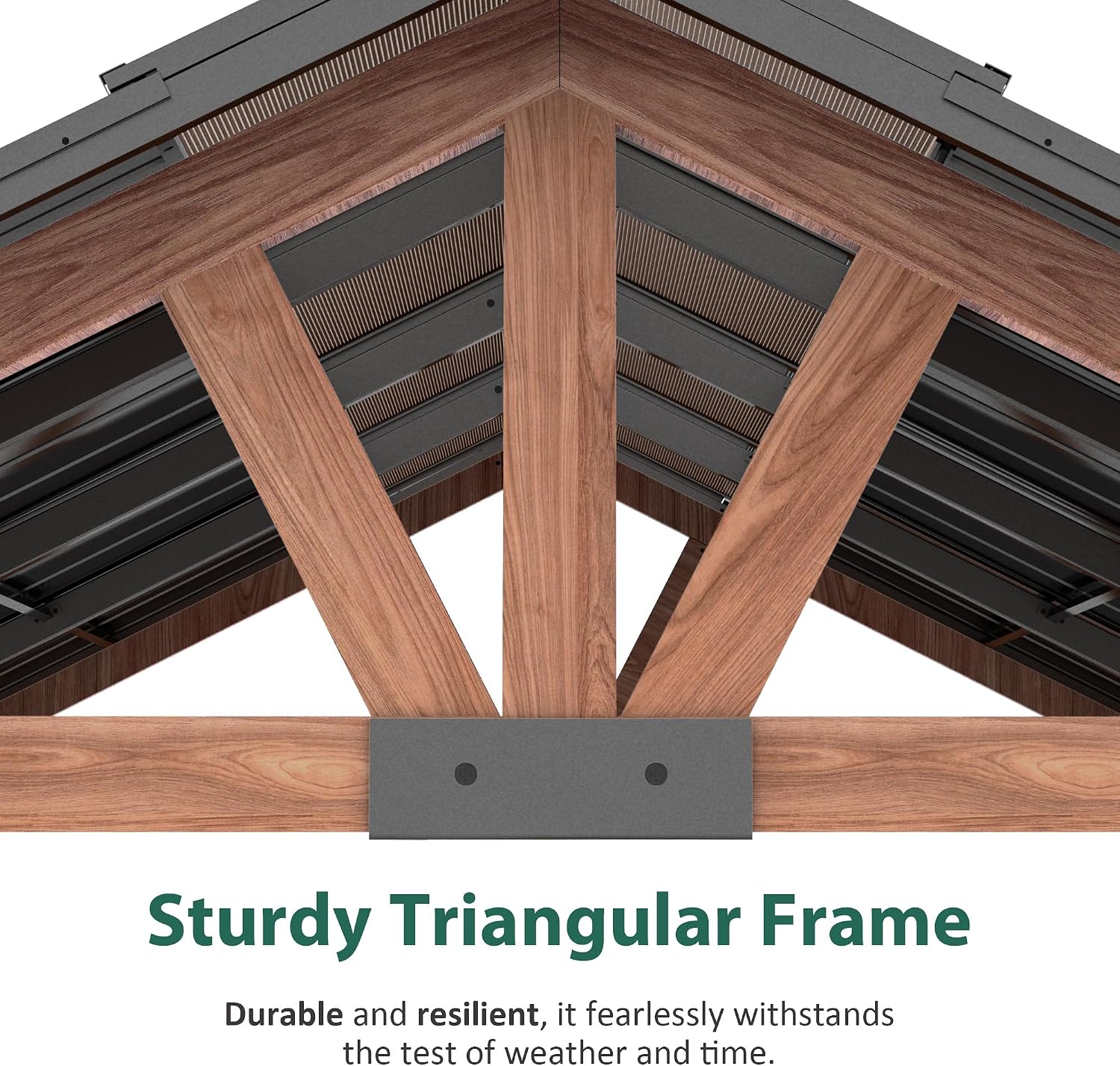 MACROUT 11'x13' Hardtop Gazebo with Gabel Roof Canopy and Aluminium Frame, Outdoor Grill Gazebo Pergola for Patio, Backyard and Party, 4944 (Gable Roof + Brown Frame, 11'x13')