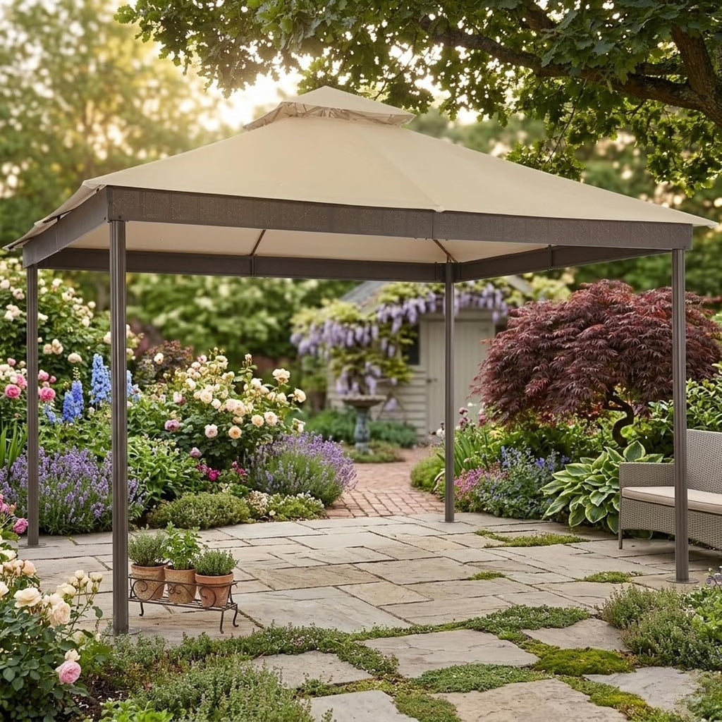 Garden Winds Reinforced RipLock 350 Replacement Canopy Top Cover Compatible with La Palma I and II 10' x 12' Gazebos Models 5LGZ6530-5, 5LGZ6530 - Beige