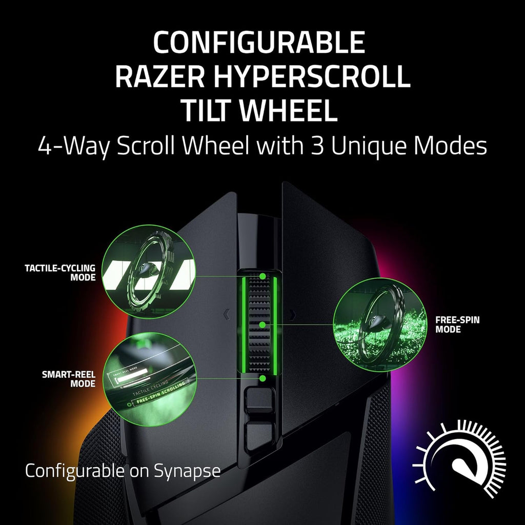 Razer Basilisk V3 Pro 35K Wireless Gaming Mouse: HyperScroll Tilt Wheel - 35K DPI Optical Sensor Gen 2-13 Customizable Controls - Chroma RGB - Optical Switches Gen 3 - Up to 140 Hr Battery - Black
