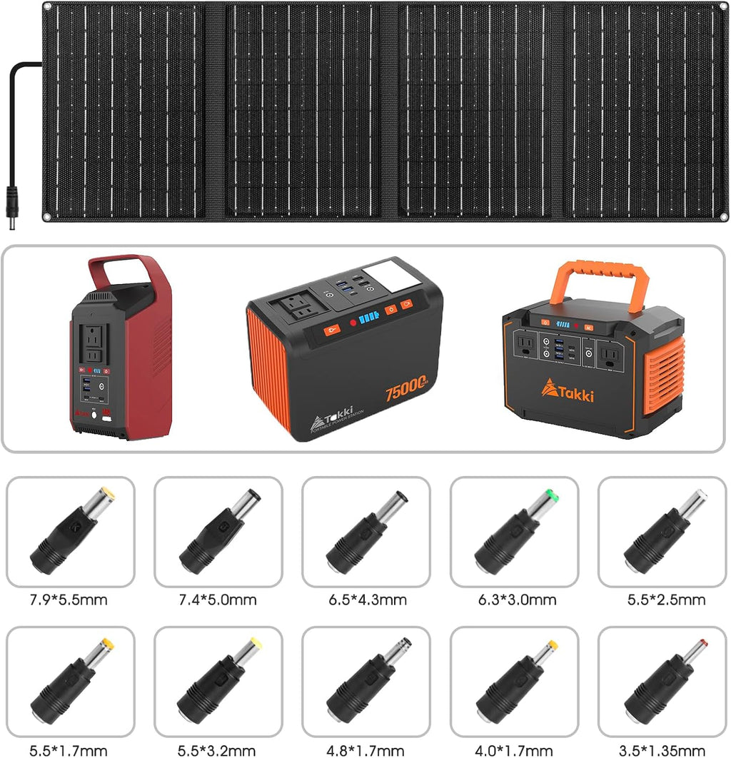 Takki 450W Peak Solar Generator 277Wh Portable Power Station with Solar Panels 40W Included 110V Pure Sine Wave AC Outlet DC USB Ports for Camping CPAP Emergency Tent Outdoor