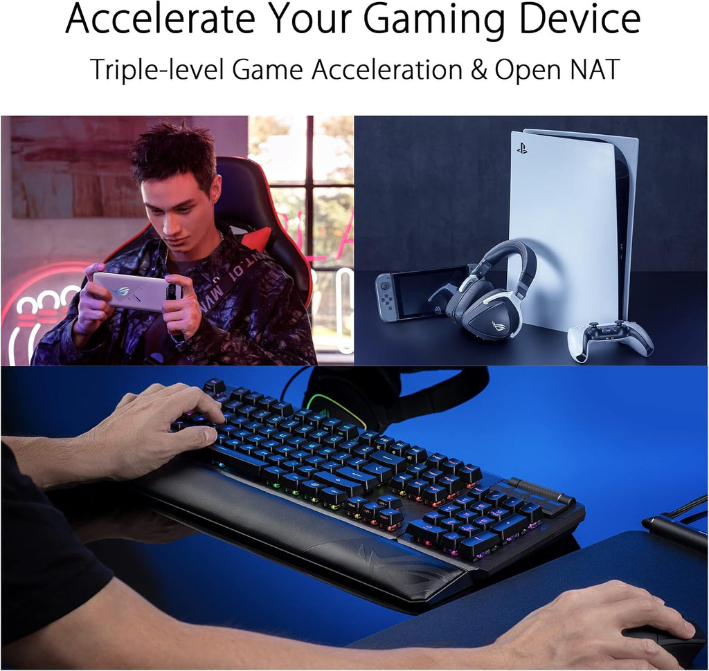 ASUS ROG Rapture GT6 (1PK) Tri-Band WiFi 6 Gaming Router, Covers up to 2,900 sq ft, 2.5 Gbps Port, Triple-Level Game Acceleration, UNII 4, Lifetime Internet Security, Black