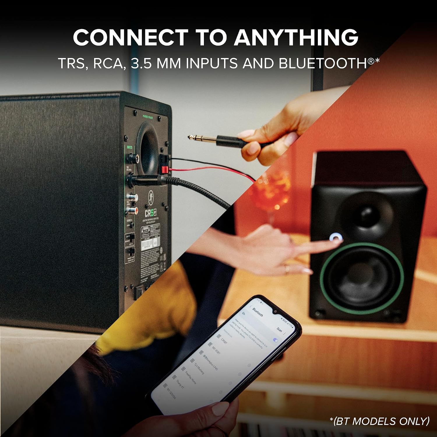 Mackie CR3.5BT 3.5' Creative Reference Powered Studio Monitors with Bluetooth, Tone Knob and Location Switch — Active Speakers for Music Production, Desktop Computer, Gaming, HiFi Listening