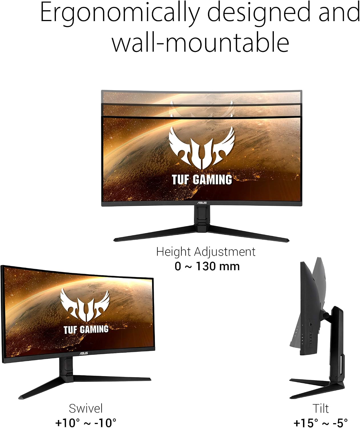 ASUS TUF Gaming VG34VQL1B 34 inches Curved HDR Monitor, WQHD (3440x1440), 165Hz, 1ms (Renewed)