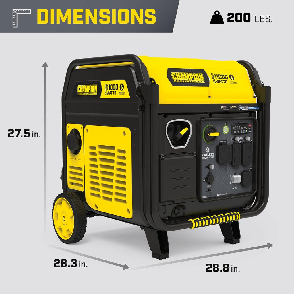 Champion Power Equipment 11,000-Watt Wireless Remote Start Home Backup Portable Inverter Generator with Quiet Technology and CO Shield