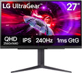 LG 27GR83Q-B 27-inch Ultragear QHD (2560x1440) IPS Gaming Monitor, 240Hz, 1ms, DisplayHDR 400, G-Sync AMD FreeSync Premium, HDMI 2.1 DisplayPort, 4-Pole HP Out DTS GP:X, Tilt/Height/Pivot Stand, Black