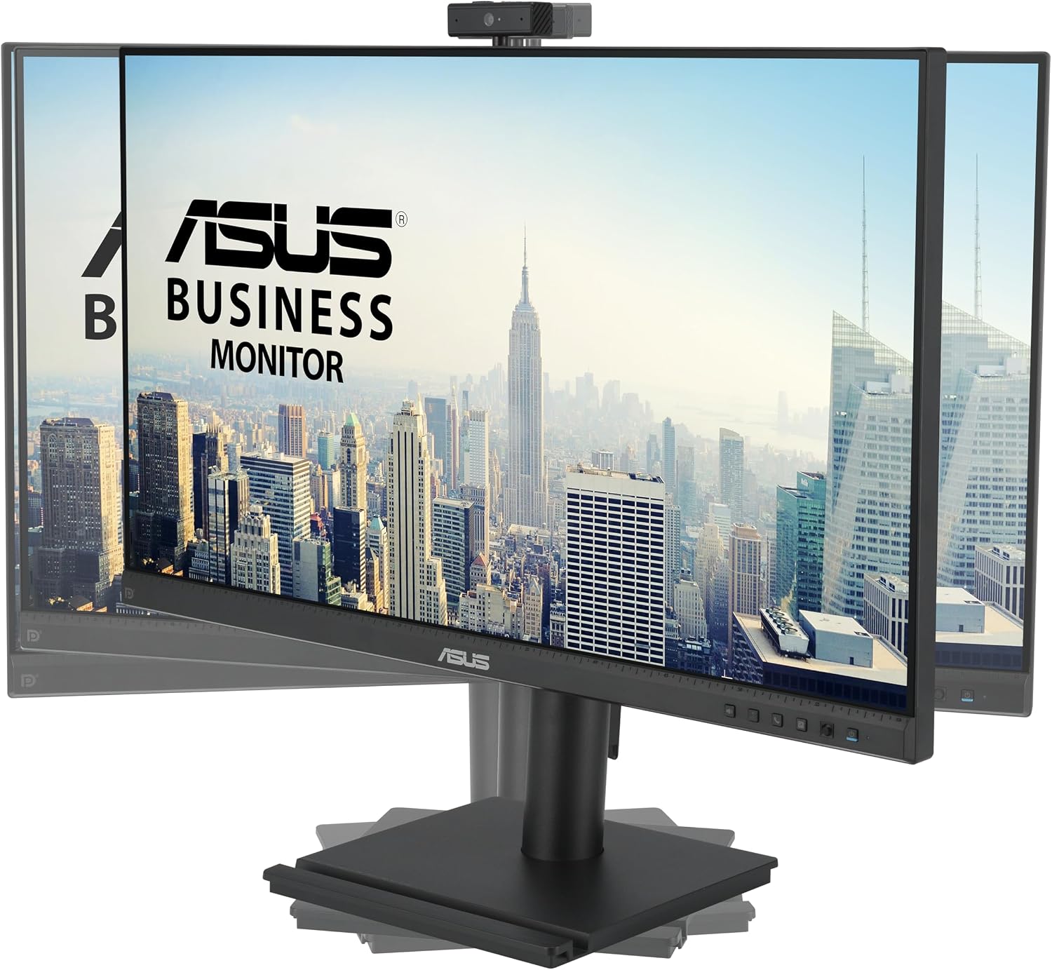 ASUS 24' 1080P Video Conferencing Monitor (BE249QFK) - IPS, 100Hz, Frameless, Full HD Webcam, Mic Array, Speakers, Height Adjustable, Ergonomic Design, Eye Care, Wall Mountable, 3 yr Warranty