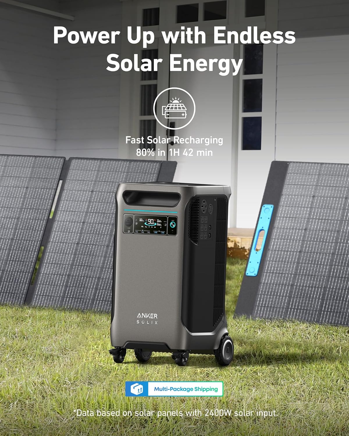 Anker SOLIX F3800 Portable Power Station with 2× 200W Solar Panels, 3,840Wh LiFePO4 Battery, 120V/240V 6,000W AC Output, Solar Generator for Home Use, RVs, Emergencies, Outages, and Outdoor Camping