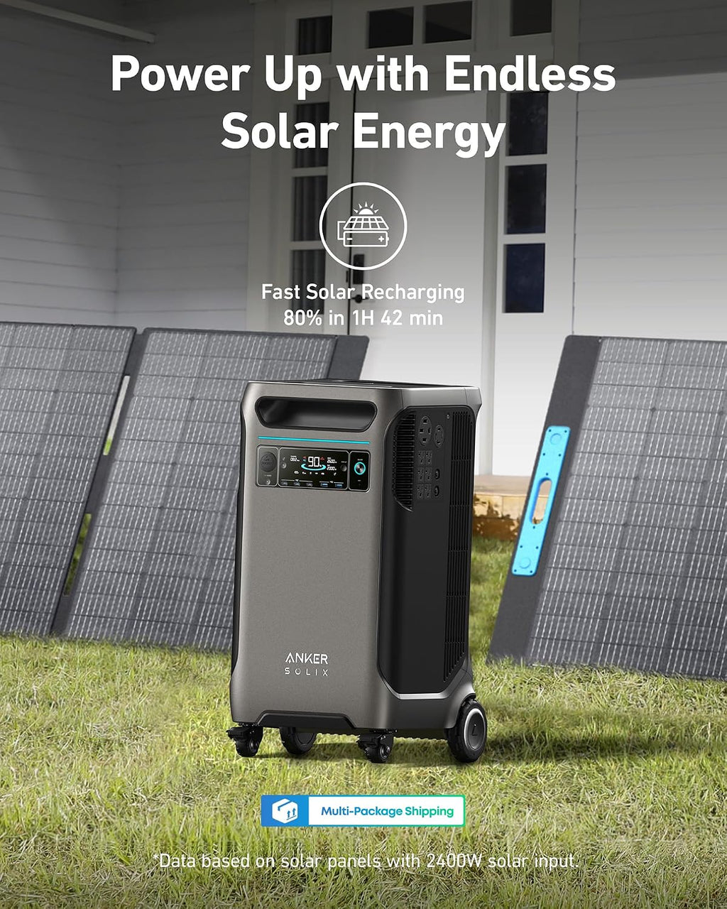 Anker SOLIX F3800 Portable Power Station with 400W Solar Panel, 3840Wh LiFePO4 Battery, 6000W AC output with 120V/240V, Solar Generator for Home Use, RV, Emergencies, Power Outages, Outdoor Camping