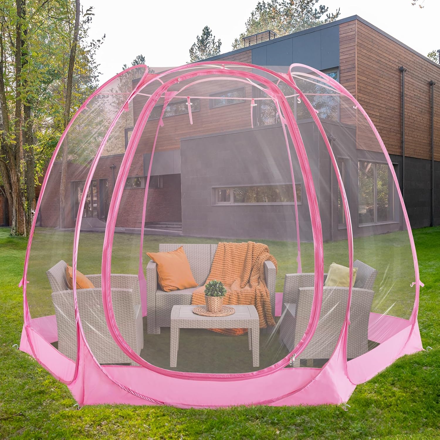 All Weather Proof Pod Pop Up Bubble Tent for 3-8 People, Large Oversize Dome House, Cold Protection Camping Tent, Winter Instant Igloo for Outdoor Activities