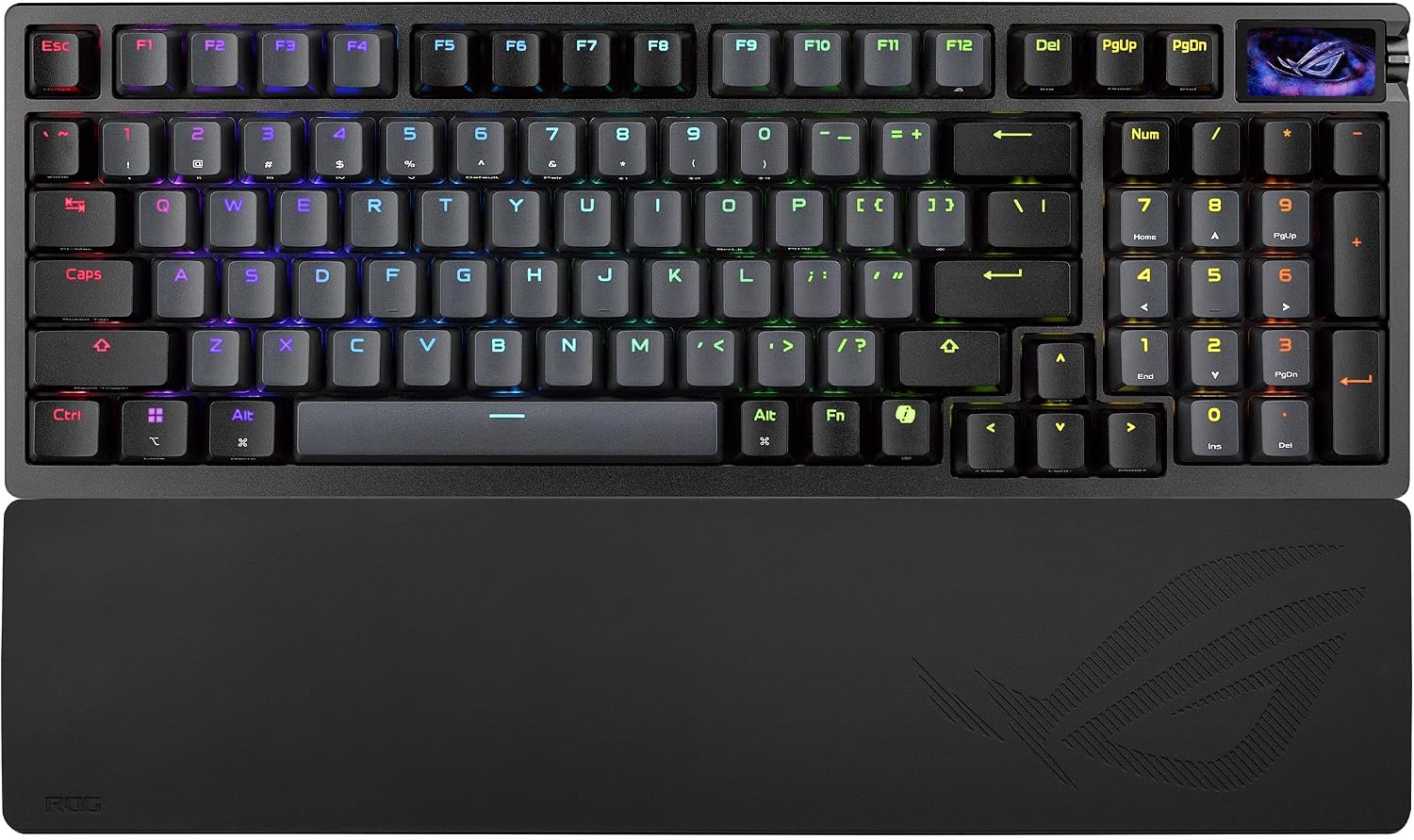 ASUS ROG Azoth 96 HE Wireless Hall Effect Gaming Keyboard – 96% Full-Size, Tri-Mode, Hot Swappable Magnetic Switch, Rapid Trigger, Speed Tap, 8K Hz Polling, Color OLED Screen, ABS Keycaps – Black