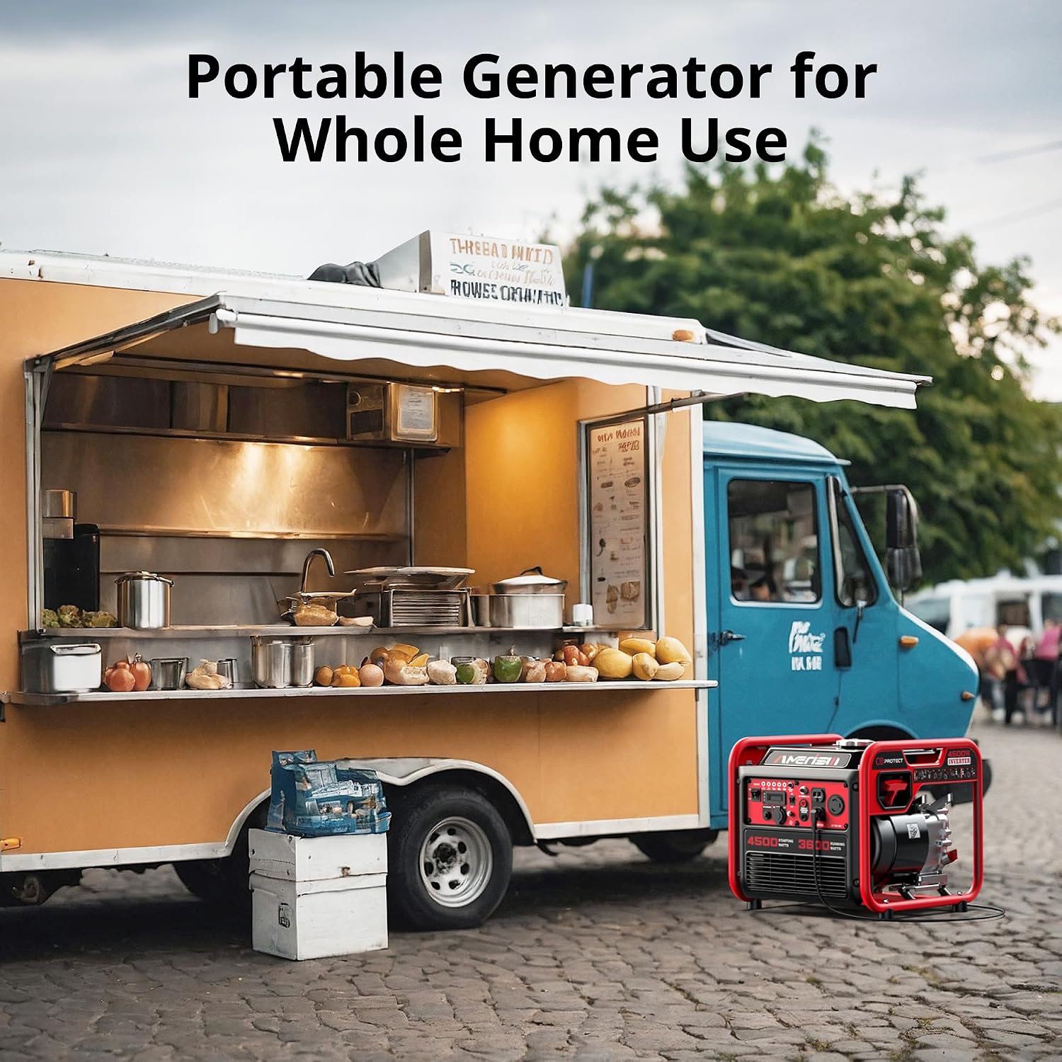AMERISUN 4500W Gas-Powered Inverter Generator, CO-Sensor, Lightweight, Quiet EPA Compliant for Home, Emergency Backup, Camping, Tailgating, 2025 Version