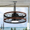LEDIARY Outdoor Ceiling Fan with Light and Remote,Waterproof Gazebo Fan with Hanging Hook,6 Speeds, 3CCT, 20 Inch Caged Plug in Ceiling Fan for Patios,Porch, Pergola,Canopy