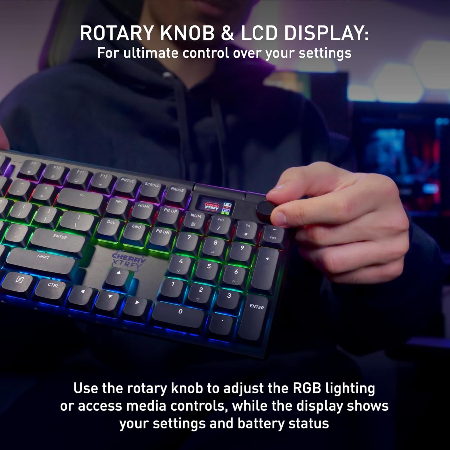 MX 10.1 Wireless | Cordless Low-Profile Gaming Keyboard | Rotary LCD Knob | RGB Lighting | Slim Aluminum