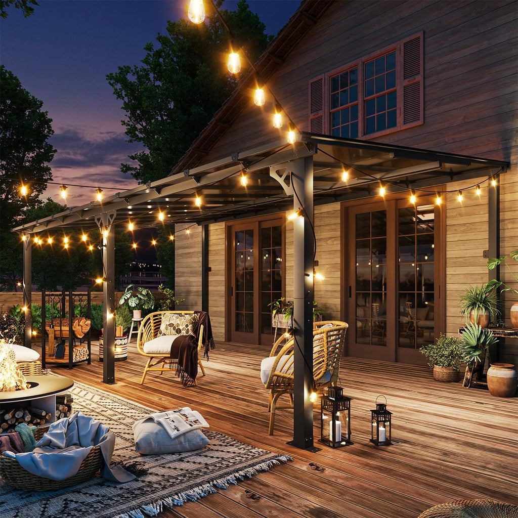 Gazebo for Patio 10' x 20', Gazebo Pergola with Sloped Roof, Large Wall-Mounted Heavy Duty Awnings, for Backyard, Deck, Patio