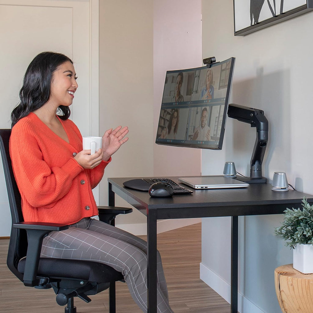 Ergotron – HX Premium Heavy Duty Monitor Arm, Single Monitor VESA Desk Mount – for Flat or Slight Curved Ultrawide Monitors Up to 49 inches, 20 to 42 lbs – Standard Pivot, Matte Black