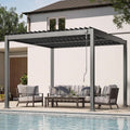 Louvered Pergola, 10 x 10 Aluminum Pergola, Outdoor Modern Design with Adjustable Roof and Hidden Drainage System, Durable for Garden, Yard, Deck (Dark Gray, 10x10)