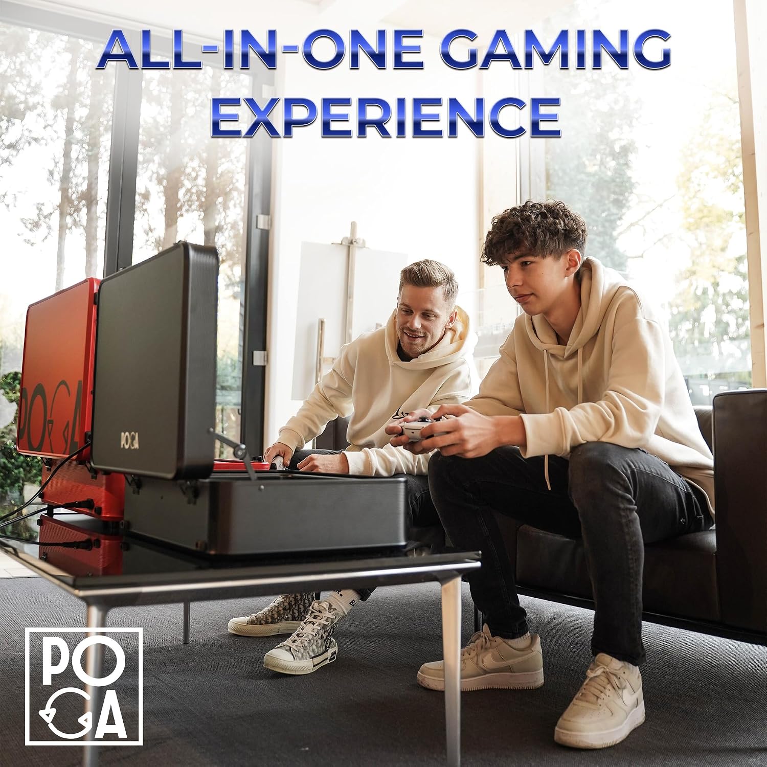 POGA LUX Compatible with PlayStation 5 Premium Portable Console Travel Case incl. Trolley and 24'' AOC Gaming Monitor - (V3 - Bluetooth Speaker Optional) White