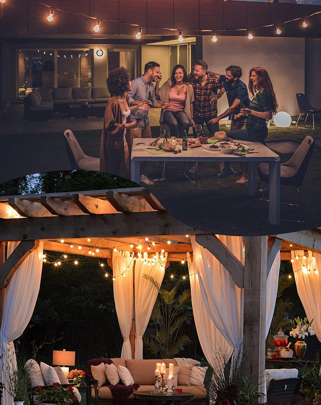 Zuske Outdoor String Lights Waterproof, 240FT Patio Lights with 124 Shatterproof G40 Globe Bulb(4 Spare), Connectable Dimmable Hanging LED String Lights for Outside Backyard Porch Balcony(120FTx2)