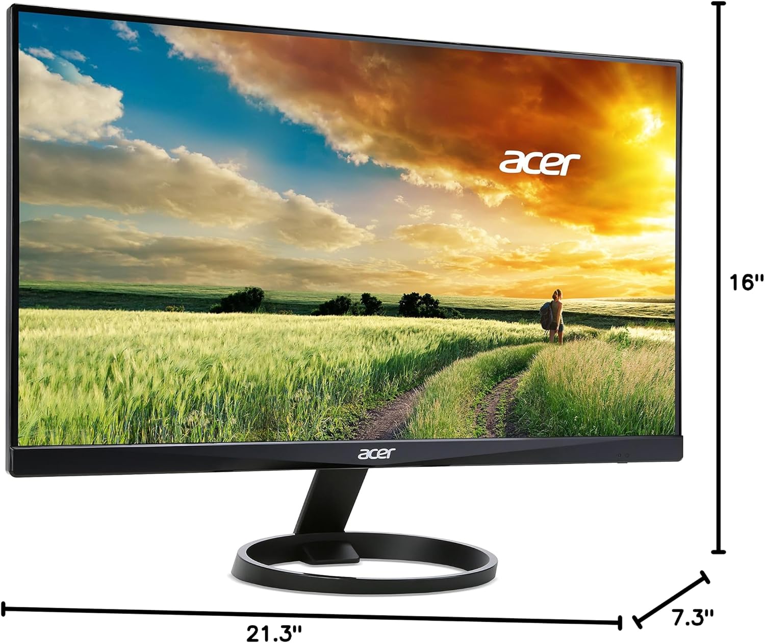 acer 23.8' Full HD 1920 x 1080 IPS Zero Frame Home Office Computer Monitor - 178° Wide View Angle - 16.7M - NTSC 72% Color Gamut - Low Blue Light - Tilt Compatible - VGA HDMI DVI R240HY bidx