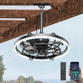 Outdoor Ceiling Fans with Lights for Patios Waterproof, 20' Gazebo Fan Outdoor Hanging & Hook-3CCT Dimmable LED,Black Plug in Caged Ceiling Fan with Light & Remote for Outside Porch, Pergola