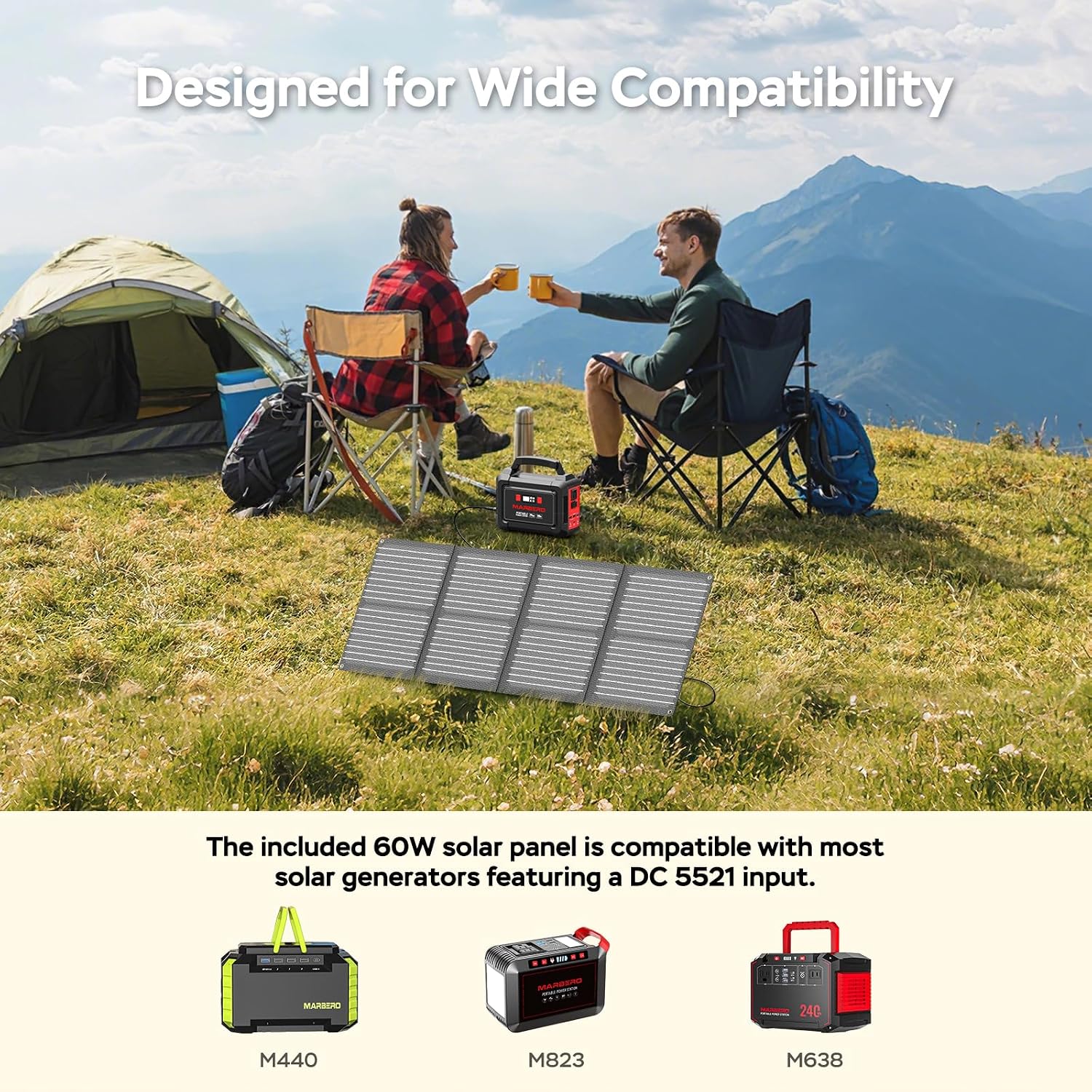 MARBERO Solar Generator 296Wh with Solar Panels 60W Portable Power Station with 300W Pure Sine Wave Solar Generator with Panels Included USB DC AC Outlet for Camping RV Van Outdoor Emergency Home
