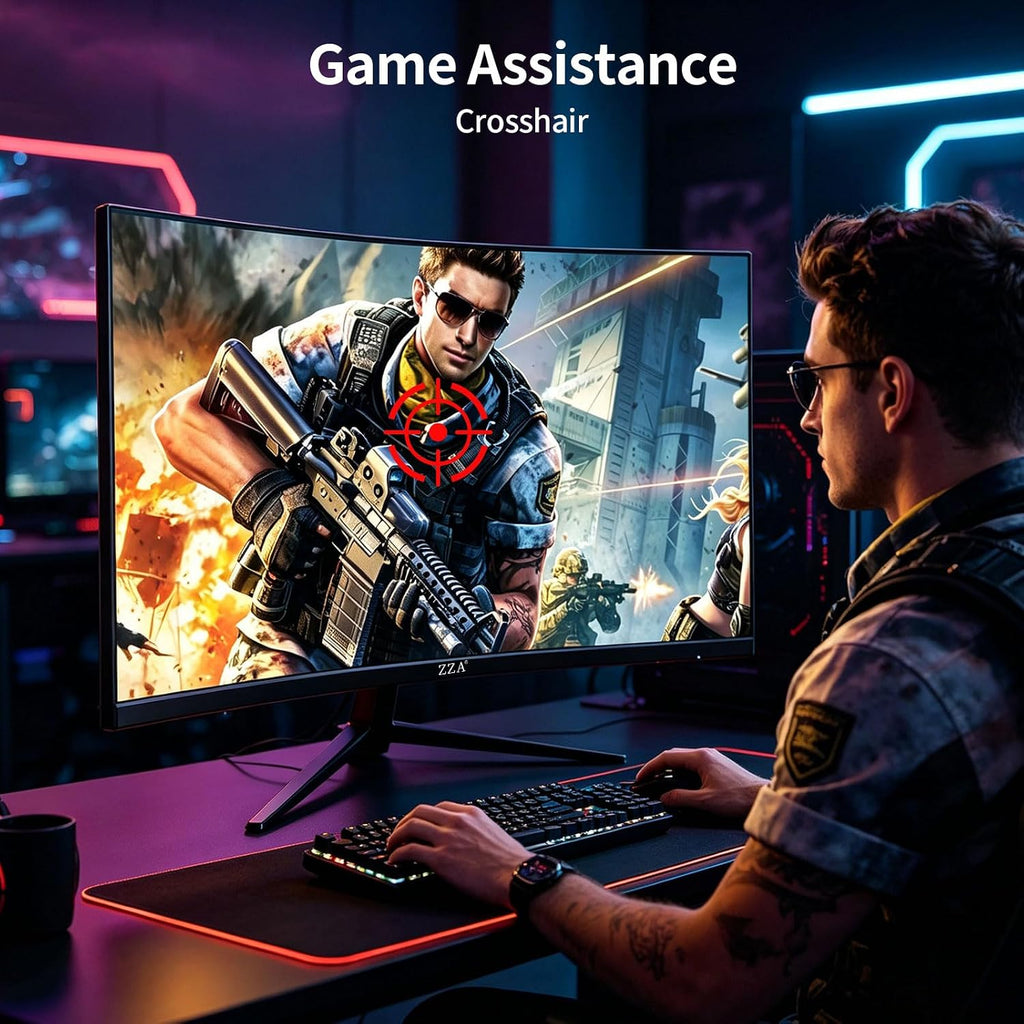 ZZA 27 Inch Curved Gaming Monitor 280Hz, FHD 1080P, 1ms, AMD FreeSync Premium, 100% sRGB, VESA Mountable, Eye Care Computer Monitor for Home Office