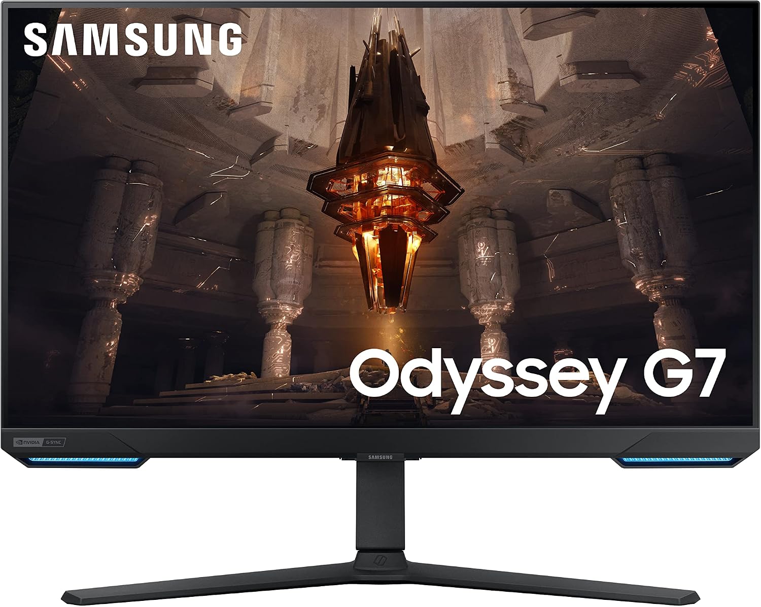SAMSUNG 28' Odyssey G70B Series 4K UHD Gaming Monitor, IPS Panel, 144Hz, 1ms, HDR 400, G-Sync and FreeSync Premium Pro Compatible, Ultrawide Game View, LS28BG702ENXGO, Black