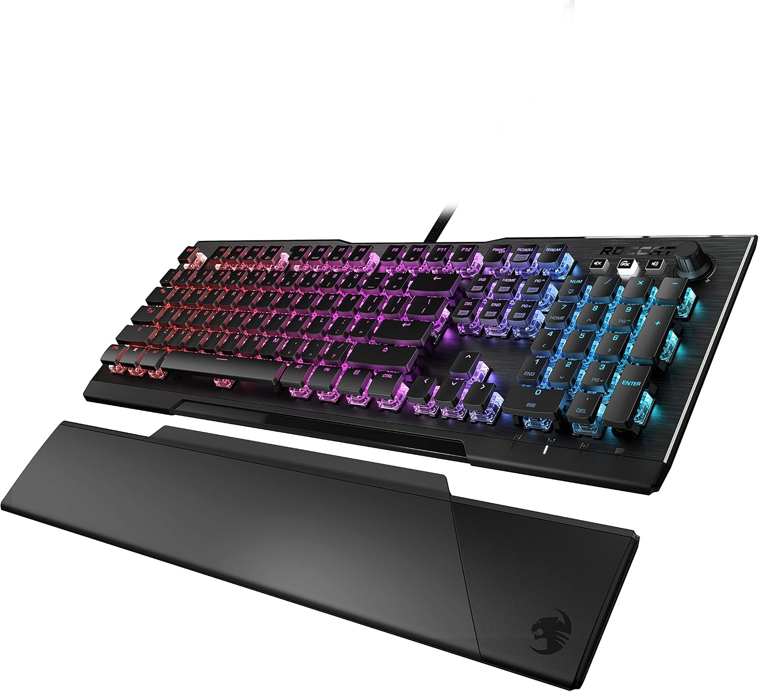 ROCCAT Vulcan 121 AIMO Linear Mechanical Titan Switch Full-size PC Gaming Keyboard with Per-key AIMO RGB Lighting, Anodized Aluminum Top Plate and Detachable Palm Rest – Black
