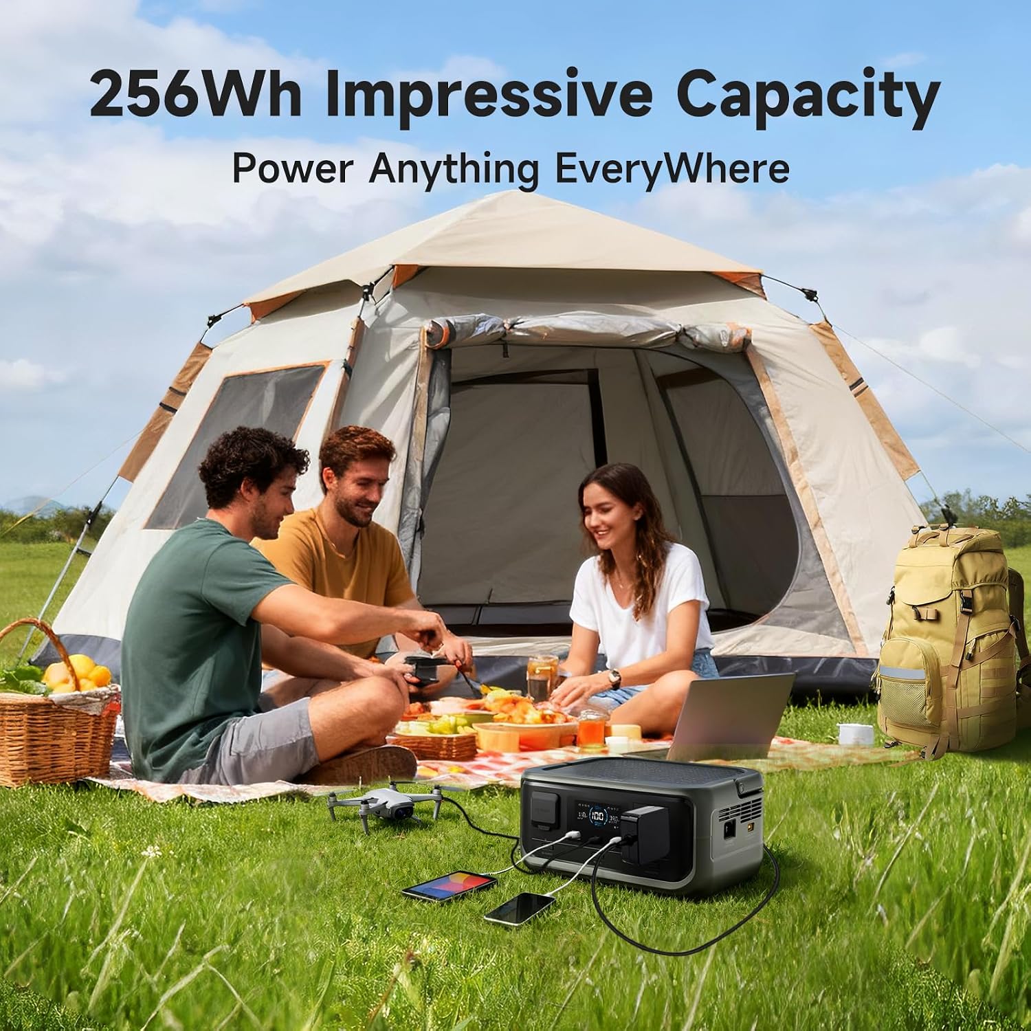 ALLPOWERS VOLIX P300 Portable Solar Generator: 300W (600W Peak)/256Wh,LiFePO4 Battery,UPS<20ms,Fast Charge to 80% in 1h Includes SOLAX SE100 100W Folding Solar Panel for Home,Emergencies&Outdoor Use