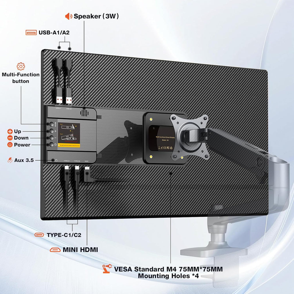 24' Large Portable Monitor, 1080P FHD 100Hz IPS Monitor, Height-Adjustable & Rotatable Screen(Horizontal/Vertical), Built-in Speakers, Requires Wall Outlet, Travel Monitor for Laptop / MacBook / PC