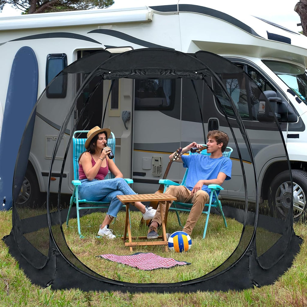 Alvantor® Pop Up Screen House, Outdoor Mosquito Mesh Tent with UV Resistant, Pop Up Canopy Easy Up, Foldable Screen Room for Camping,Backyard, Garden, Patio(Black, 12x12 FT)