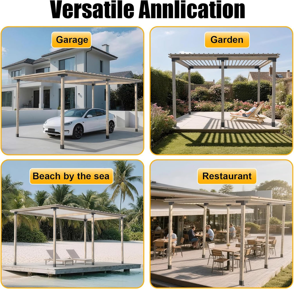 Pergola Kit, Pergola Bracket kit for 4'x 4' (Actual 3.5' X 3.5') Lumber, DIY Pergolas Brackets with 3-Way & 4-Way Corner Bracket, Gazebo Brackets Kits for Gardens, Pergolas, Courtyard (12 pc)