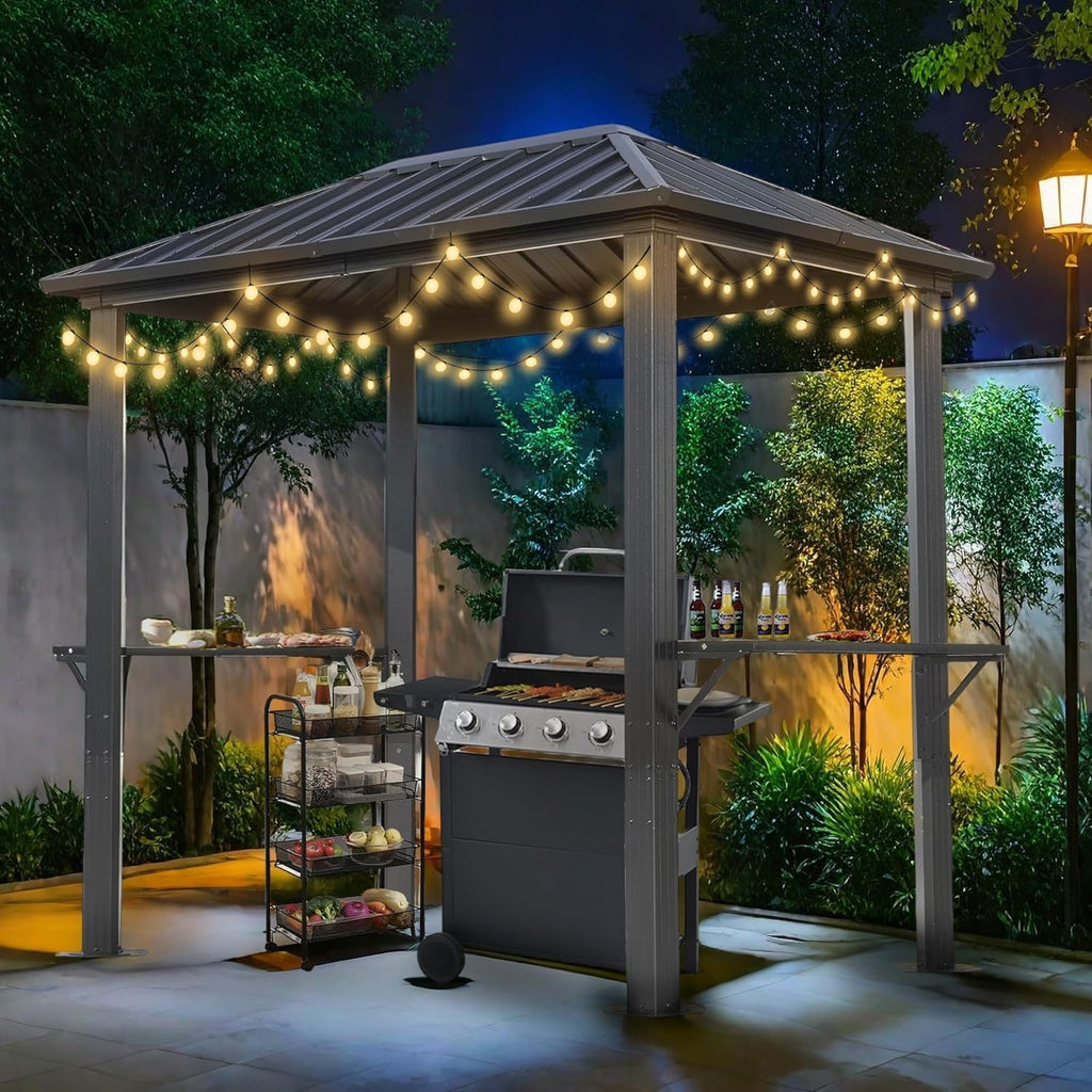 The ENDARK 5'x8' Outdoor Hardtop BBQ Gazebo, the Grill Gazebo with Single Roof Design, Aluminum Structure, and Galvanized Steel Roof, is Great for Lawn, Garden, Patio, and Backyard Use