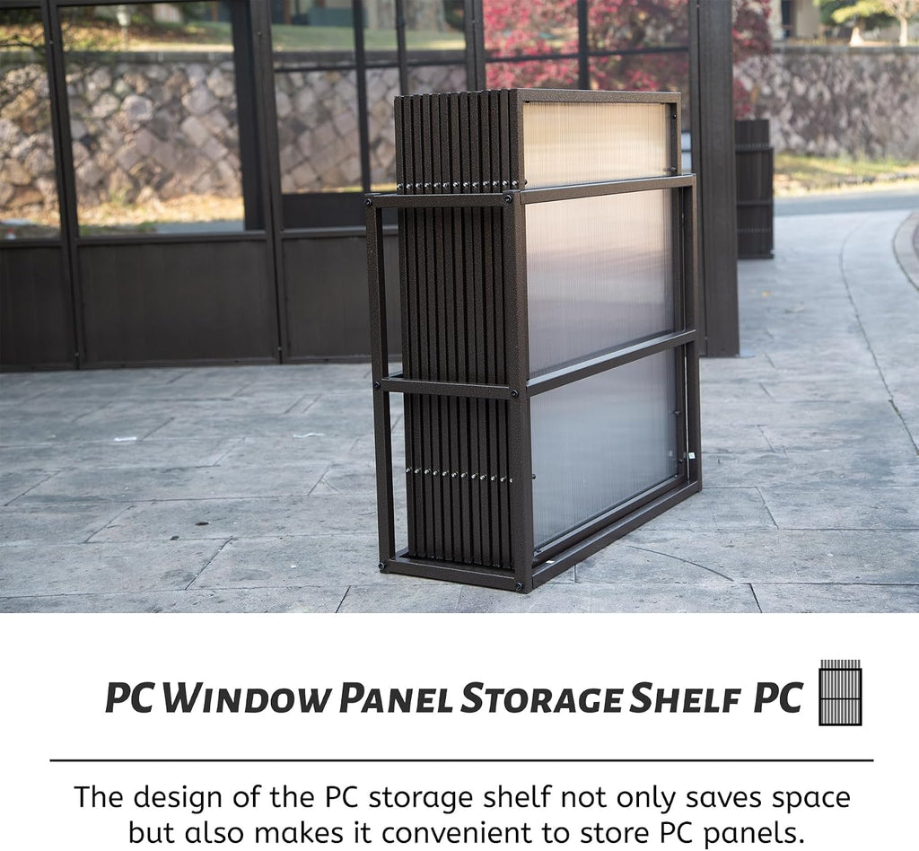 Domi 10x12FT All Season Sunroom, Outdoor Permanent Wall Mounted Solarium with Detachable Polycarbonate Windows, Aluminum Lean to Gazebo Sun Room with 2 Lockable Sliding Doors for Garden Patio Deck