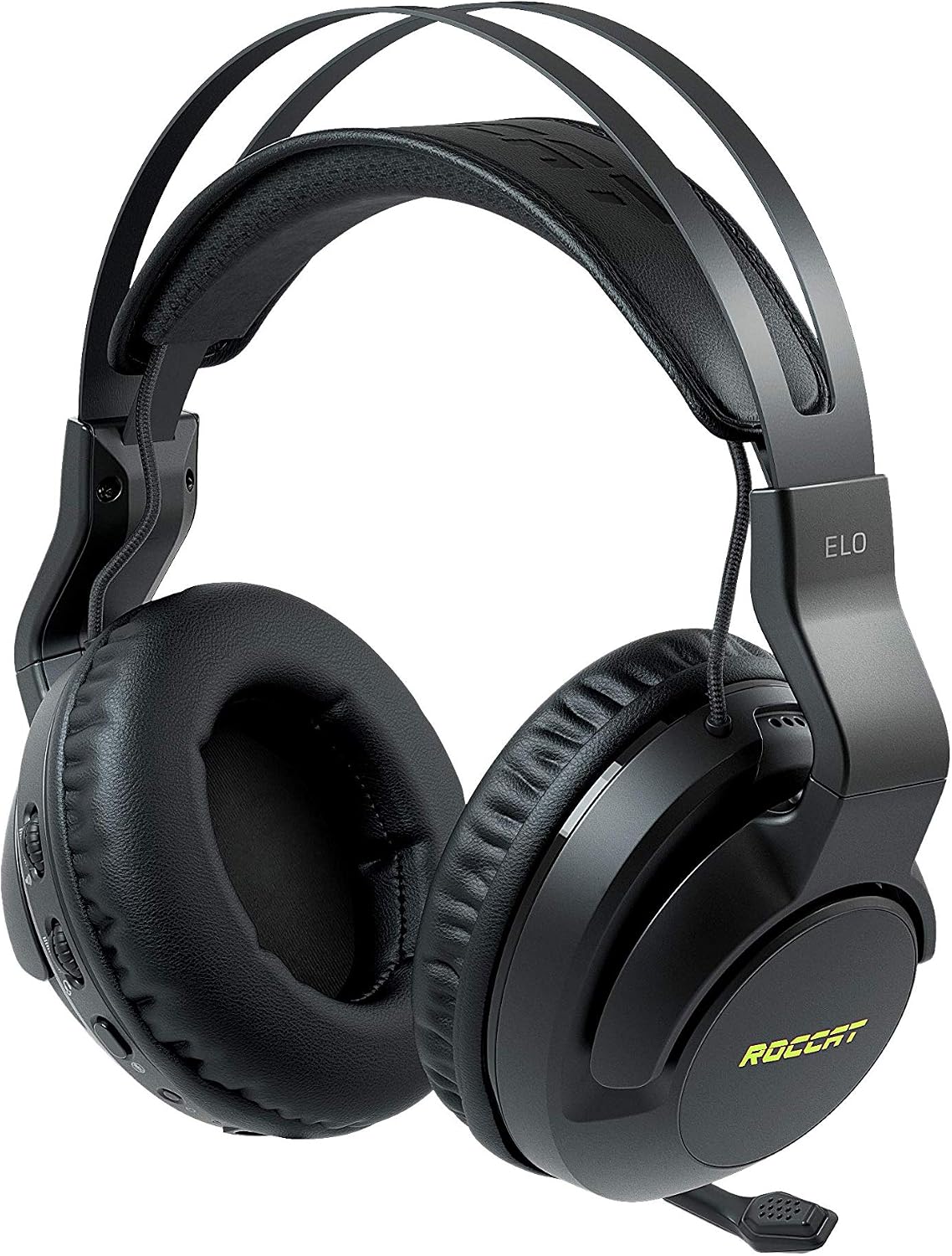ROCCAT Elo 7.1 Air PC Wireless Gaming Headset, Surround Sound Headphones with Detachable Noise Cancelling Microphone, 50mm Drivers, 24 Hr Battery Life, RGB Lighting, Black