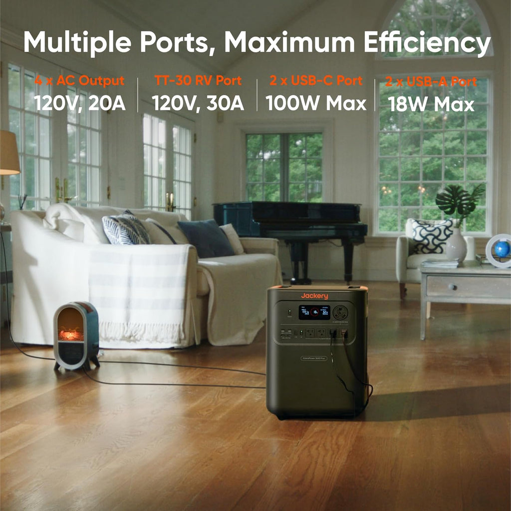 Jackery HomePower 3600 Plus Portable Power Station with Manual Transfer Switch, 3600W AC Output, 3584Wh LFP Solar Generator, Expandable up to 21kWh, Essential Home Backup for Home Use, Emergencies, RV