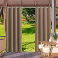 100W x 130L inch Waterproof Indoor/Outdoor Curtains for Patio Thick Privacy Grommet Curtains for Bedroom, Living Room, Porch, Pergola, Cabana, 2 Panel,Brown