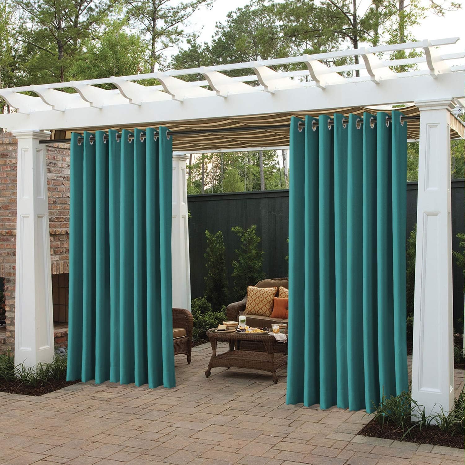 cololeaf Blackout Outdoor Curtains for Patio - Indoor Outdoor Curtains Waterproof Thermal Insulated Privacy Protect Grommet Shade Drapes for Porch - Turquoise 100' Wx84 L Inch (1 Panel)