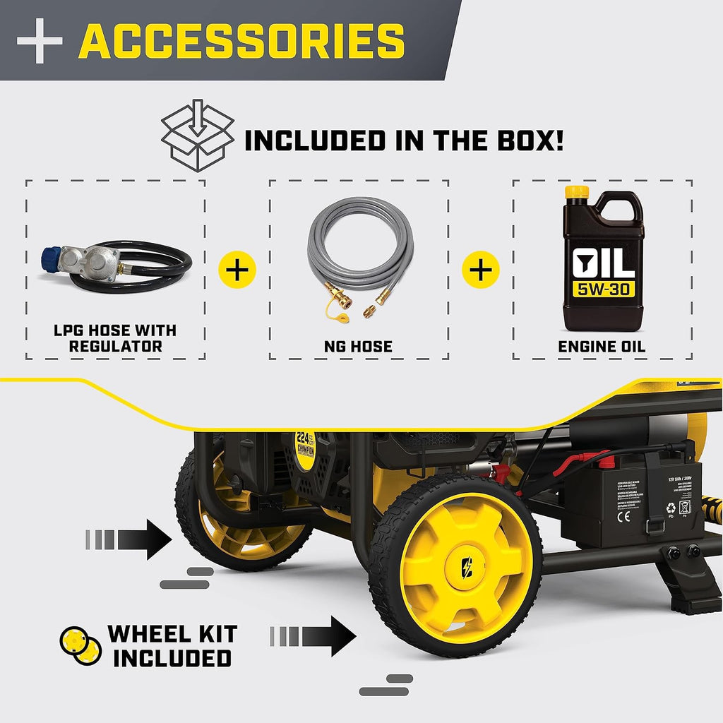 Champion Power Equipment 5000-Watt Electric Start Tri Fuel RV Ready Portable Generator with CO Shield